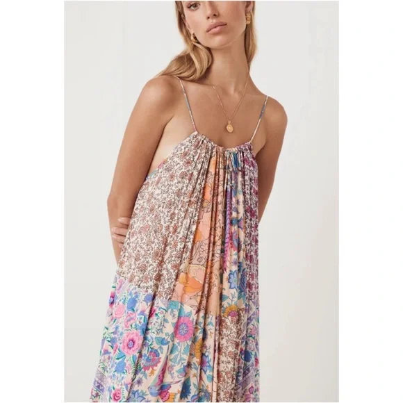 NWT Spell Renew Patchwork Strappy Maxi Dress Sz M
